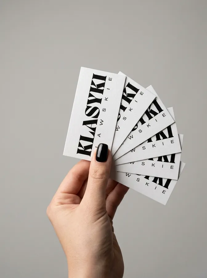Naklejki z logotypem Iławskie Klasyki trzymane w dłoni